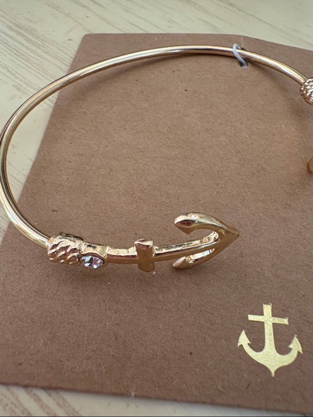 Francesca's Collections Gold Open Cuff Bracelet with Anchor Motifs - Picture 2 of 4